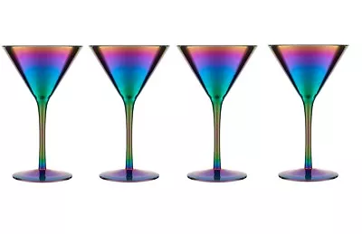 Buy Set Of 4 Aurora Rainbow Effect Cocktail Whiskey Bar Crystal Glasses 345 Ml • 45.49£