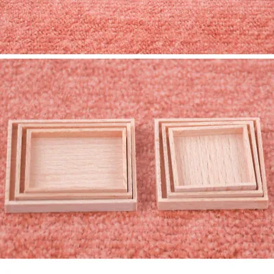 Buy 3x Dolls House Miniature 1:12 Scale Plain Handmade Tray Kitchen Wooden Cookware • 4.31£