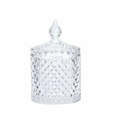 Buy 14×8.5 Cm Crystal Glass Sweet Sugar Candy Diamond Cut Design Serving Pot Jar • 7.99£