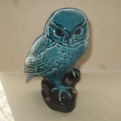 Buy Poole Pottery Large Blue & Black Glazed Owl Figure • 19.99£