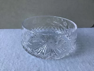 Buy Cut Glass Crystal Round Fruit Bowl Flower Design Excellent Condition • 8£