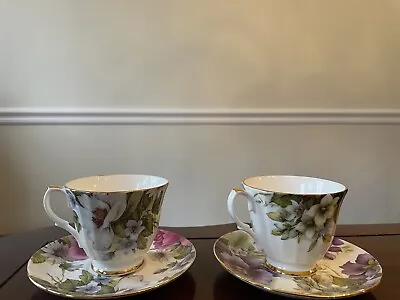 Buy Vintage Duchess Fine Porcelain Tea Cup An Saucer Violets 22Kt Gold Gilt • 96.42£