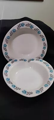 Buy  Vintage Barratts Delphatic White  Blue Rose  Heart Shaped Cereal Bowls ×2 • 19£