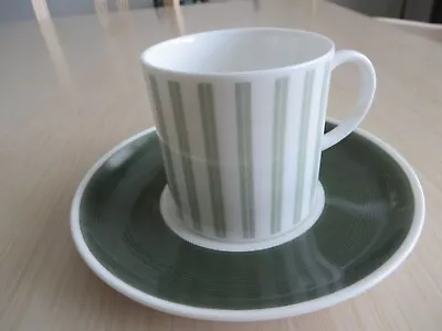 Buy Susie Cooper Expresso / Coffee Bone China Cup & Saucer White & Green Stripes • 4.50£