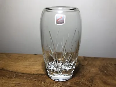 Buy Vintage Small Zweisel Schott ( Germany) Crystal Cut Vase With Leaf Detail • 4.99£