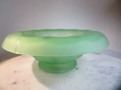 Buy George Davidson Art Deco Frosted Green Glass Bowl Circa 1930s . 24cm . • 22£