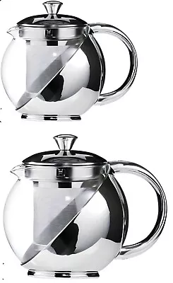 Buy 500ml/750ml Glass & Stainless Steel Tea Pot Kettle With Loose Tea Leaf Infuser • 10.99£