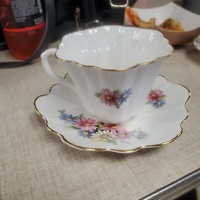 Buy Royal Vale Bone China Tea Cup & Saucer Made In England Blue & Pink Flowers  • 18.89£