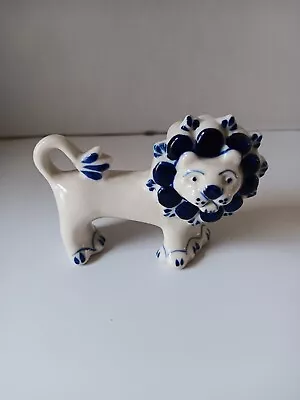 Buy VTG 70s USSR Russia Gzhel Art Pottery Lion Figurine Blue White Handpainted MCM • 24.07£