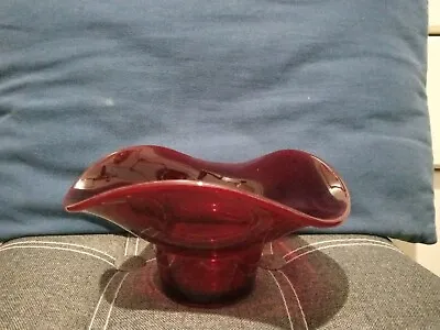 Buy Ruby / Cranberry Folded Art Glass Vase Unmarked • 15£