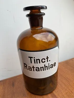 Buy An Antique French Apothecary Bottle With Lid Tinct. Ratanhiae • 35£