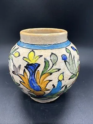 Buy Vintage Colorful Hand Painted  Redware? Vase Mexican? Italian? 5.5  Tall • 18.24£