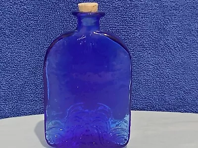 Buy Vintage Vidrios De Levante Cobalt Blue Floral Recycled Glass Bottle Flask Spain • 15£