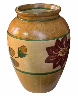 Buy Danish Botanical Floral Pottery Vase Made In Denmark Natural Tan Green Clay VTG • 28.39£