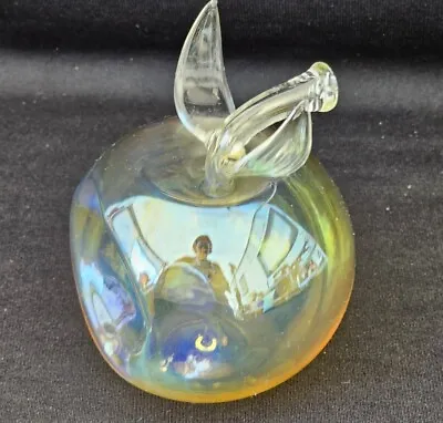 Buy A Vintage Hand Blown Glass Apple Ornament In Iridescent Green • 17£