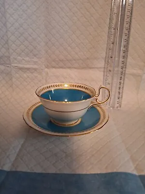 Buy Lovely Aynsley Turquoise & Gold Cup & Saucer • 23.71£