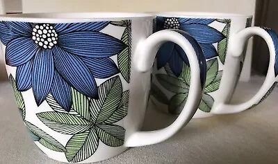 Buy Two Johnson Brothers Fine China Mugs Blue/green Floral Pattern  • 17.50£