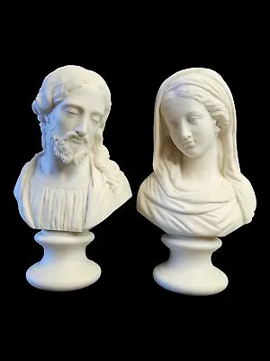 Buy Religious Parian Bust Set Mary & Jesus Figurines Christian Home Decor Parianware • 275.01£