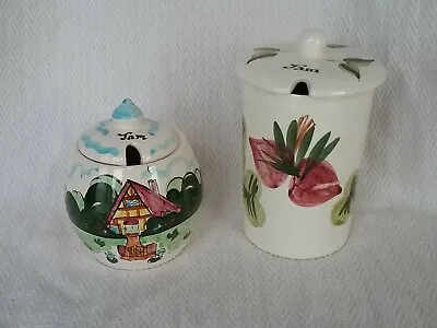 Buy Pair Of Vintage Retro Toni Raymond Pottery Lidded Jam Pots Jars • 20£