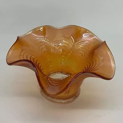 Buy FENTON CARNIVAL GLASS Peacock Show Pattern Iridescent HAT SHAPED BOWL 5in • 12.99£