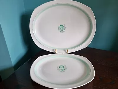 Buy Pair Of Large Midwinter Stylecraft Serving Platters Green Flower Design FREE P&P • 15£
