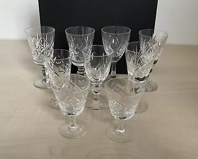 Buy Job Lot 9 Various Vintage Cut Glass Crystal Small Wine /Sherry /Liqueur Glasses. • 8£