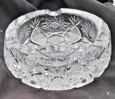 Buy Vintage 1980s Bohemian Czech Crystal Cut Glass Ashtray 5  Diameter Very Heavy • 14.95£