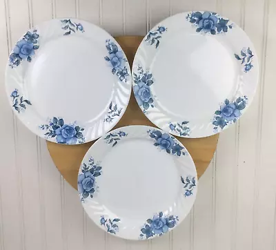 Buy Corelle Corning Floral Blue Velvet Swirl Rim Dinner Plates Lot Of 3 USA 10.25  • 23.66£