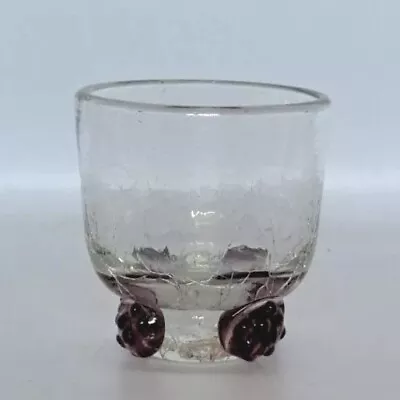Buy Vtg Blenko Glass Cocktail Crackle Rosettes Amethyst C 445CT MCM Barware Glass • 30.83£