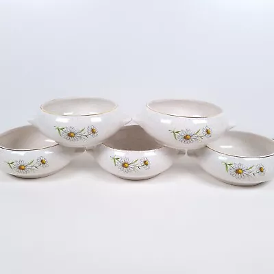 Buy Kernewek Pottery Soup Bowls 13cm Daisy Floral Pattern Cornwall Vintage Set Of 5 • 29.39£