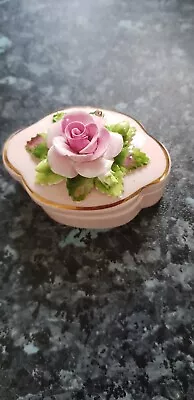 Buy Vintage Royal Adderley China 'Floral' Pink Pill / Trinket /Ring Box Ex Condition • 4.99£