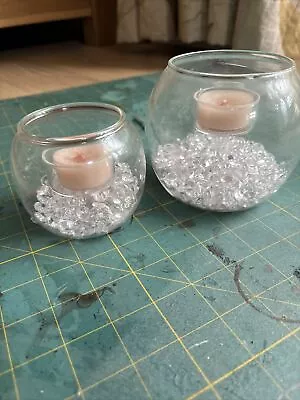Buy Yankee Candle Glass Ball Crystal Tea Light Holders, PAIR With Candles • 3£