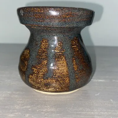 Buy Small Ash Glaze Pottery Jar Or Posy Vase Makers Mark On Base 8cm • 2.99£