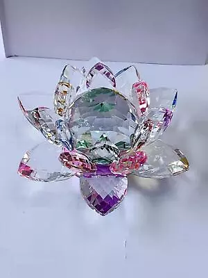 Buy Large Lotus Flower Ornament Crystal Craft Home Decor 15cm Crystal Flowers • 14.99£