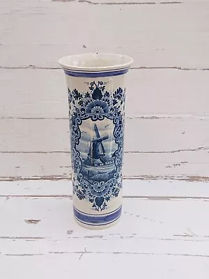 Buy Delfts Jasmijn Holland Floral Dutch Blue And White Pottery Vase 24cm Tall • 49£