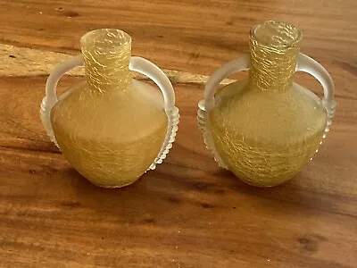 Buy 12cm Pair Of Crackle Glass Vases Amber • 20£