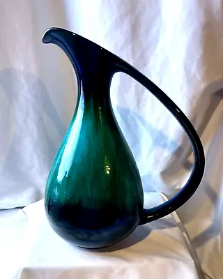 Buy Blue Mountain Pottery Ewer Pitcher BMP Green Black Drip Glaze Canada 12  Vintage • 28.36£