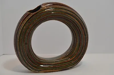 Buy Handmade Ceramic Art-form Vase Round Circle Earthy, Green, Red, Yellow, Amber • 33.47£