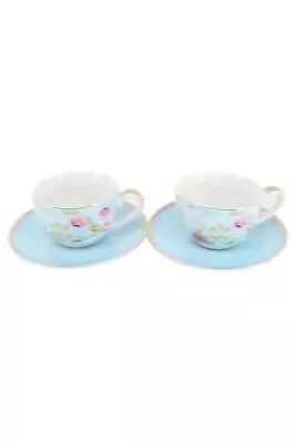Buy PIP Floral Ceramic Cup And Underplate Blue • 37£