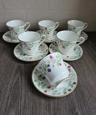 Buy Set 6 Royal Grafton 'Bramble' Bone China Cups & Saucers, Vintage Tea Set. • 20£