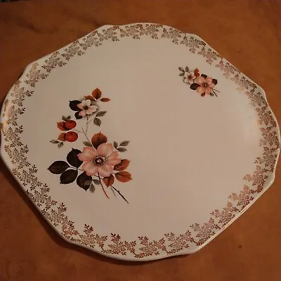 Buy Lord Nelson Pottery England Floral Cake Plate Gold Trim  • 49.22£