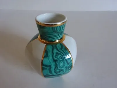 Buy Vintage PRINKNASH Pottery Hexagonal Shaped Vase Malachite Gold Verdite Style • 14.99£