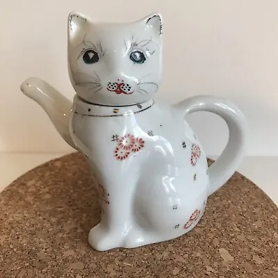 Buy Vintage Lucky Cat Teapot White Creamer Floral Kitch Porcelain China Kitten • 11.90£