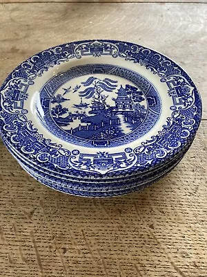 Buy English Ironstone Old Willow - 6 Side Plates - 17.5  Cm - Blue • 3£