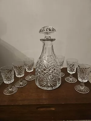 Buy Glass Decanter With Mushroom Stopper And 6 Glasses Matching. Mint Condition. • 8.99£