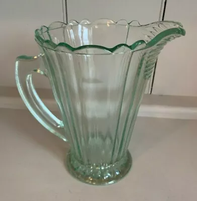 Buy RETRO Glass Ribbed Jug / Pitcher / Pimms/ Vase -  Light Green Colour 7.5  Tall • 16.95£