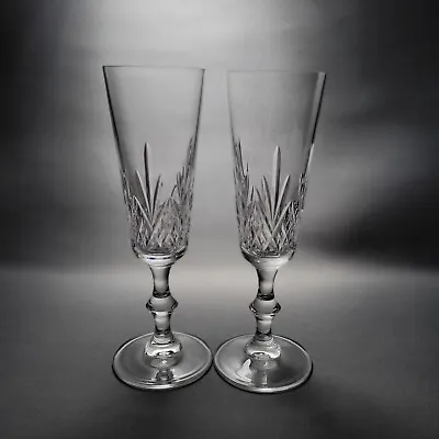 Buy Pair Of Edinburgh Crystal Champaign Flutes Glasses With Golfer Golf • 24.90£