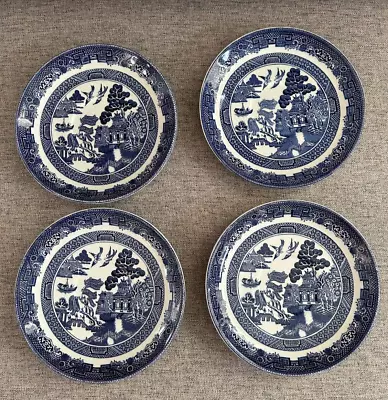 Buy Johnson Brothers England English Willow Blue & White 4pc Saucers / Small Plates • 33.56£