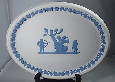 Buy Vintage Rare Wedgwood Reverse Blue On White  Jasperware Oval Tray Dish  • 80£