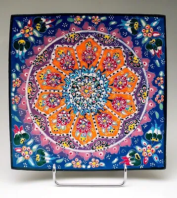 Buy Vintage İznik Handmade Square Ceramic Wall Plate Hanging Art Turkish Islamic • 25.83£